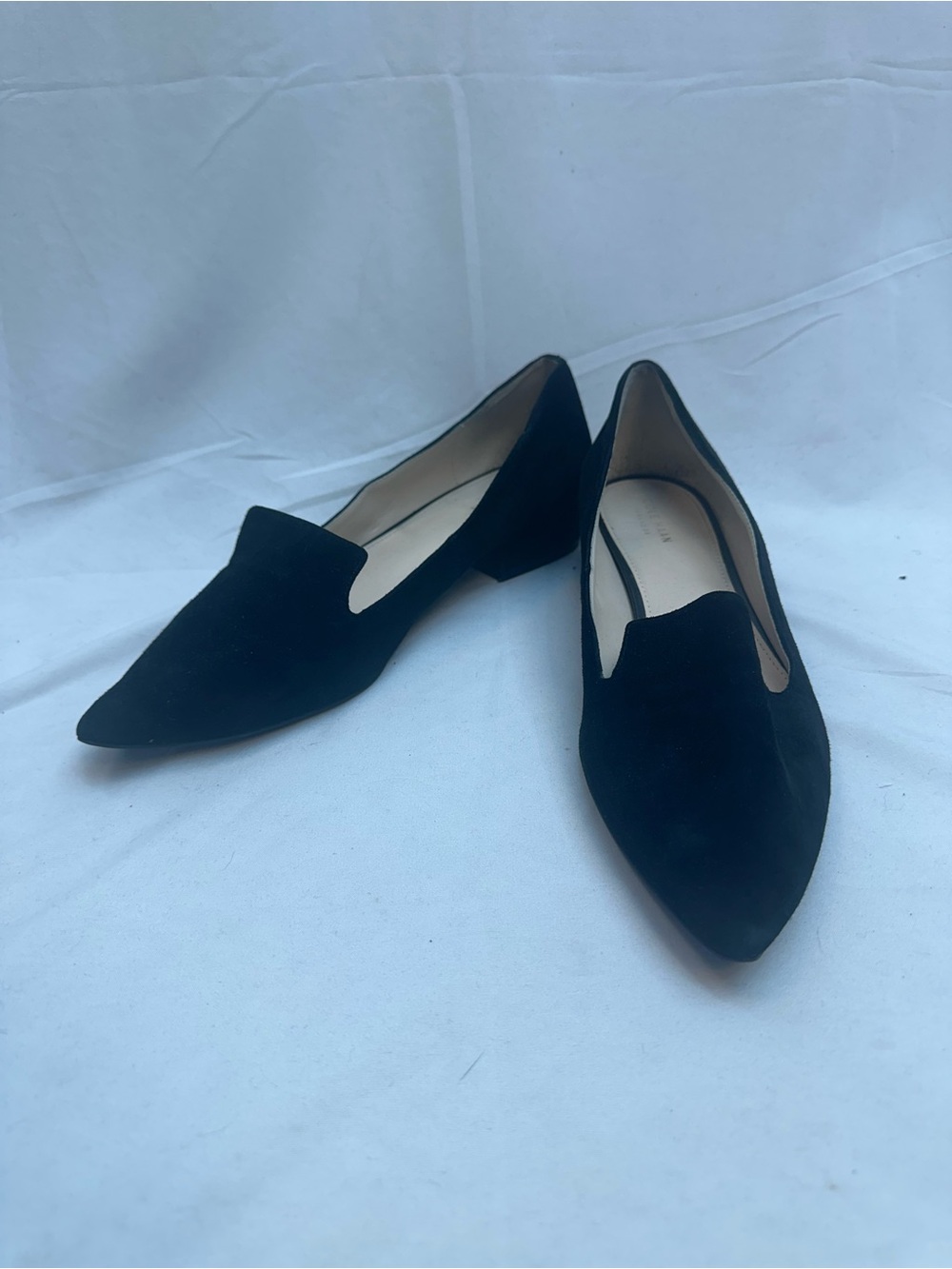 Cole Haan Black Suede Pointed-Toe Loafers 10